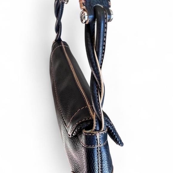 Vintage COLE HAAN Black Pebbled Leather Village Purse SP06 w/ Baseball Stitch! - Picture 16 of 16